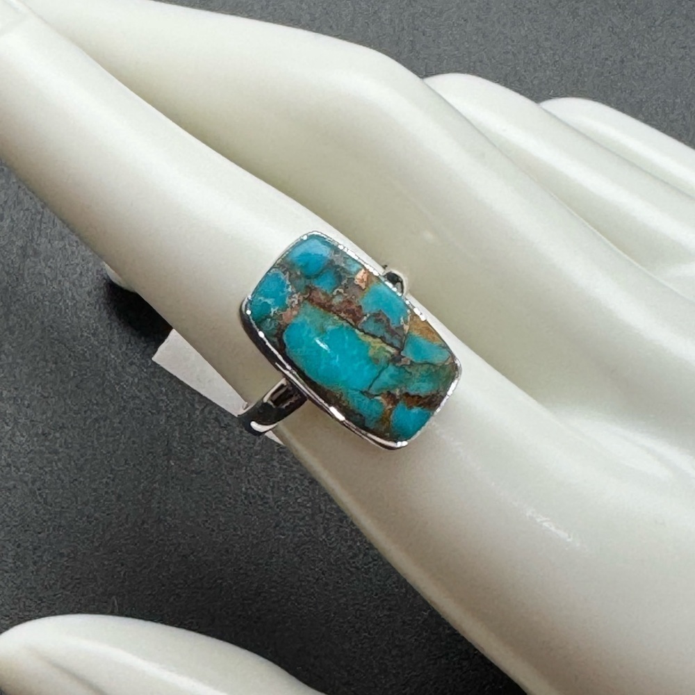 NEW Blue Copper‎ Turquoise and Sterling Silver Ring